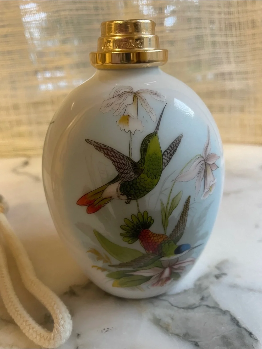 a vintage Lampe Berger Limoges Porcelain Hummingbird Fragrance Lamp